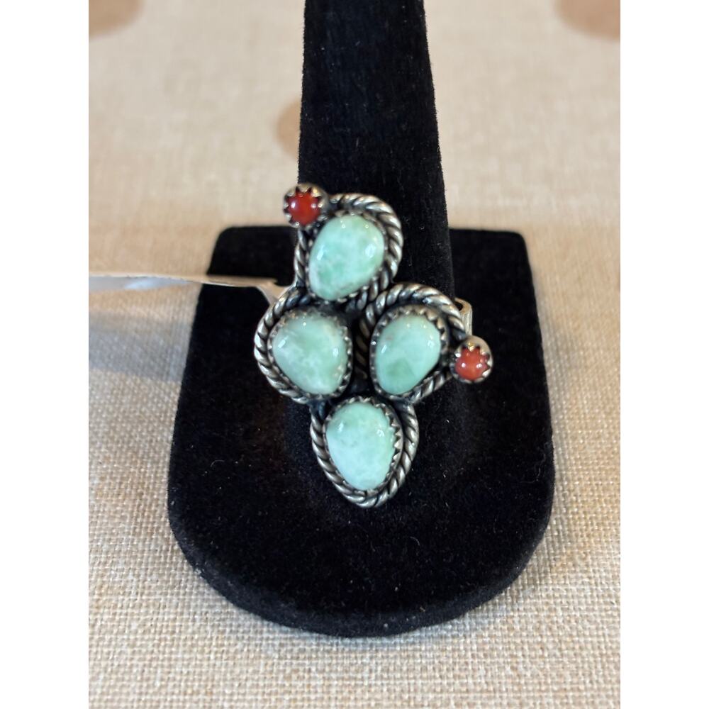 Paloma Turquoise Cactus Ring in Sterling Silver Adjustable - Picture 4 of 10